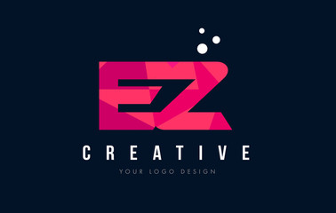 EZ E Z Letter Logo with Purple Low Poly Pink Triangles Concept