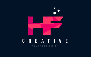 Obraz premium HF H F Letter Logo with Purple Low Poly Pink Triangles Concept
