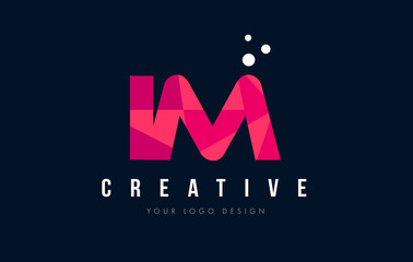 Fototapeta na wymiar IM I M Letter Logo with Purple Low Poly Pink Triangles Concept