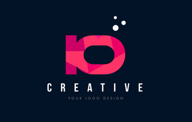 IO I O Letter Logo with Purple Low Poly Pink Triangles Concept