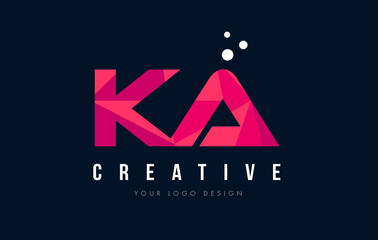 KA K A Letter Logo with Purple Low Poly Pink Triangles Concept - obrazy, fototapety, plakaty