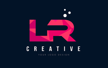 LR L R Letter Logo with Purple Low Poly Pink Triangles Concept