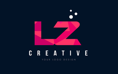 LZ L Z Letter Logo with Purple Low Poly Pink Triangles Concept