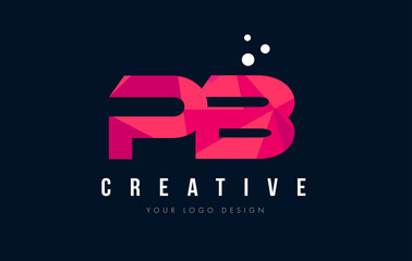 PB P B Letter Logo with Purple Low Poly Pink Triangles Concept