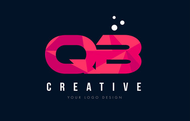 QB Q B Letter Logo with Purple Low Poly Pink Triangles Concept
