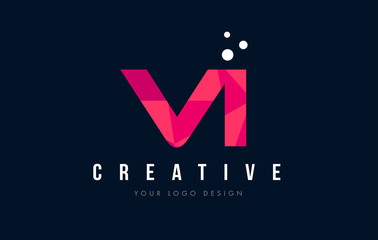 VI V I Letter Logo with Purple Low Poly Pink Triangles Concept
