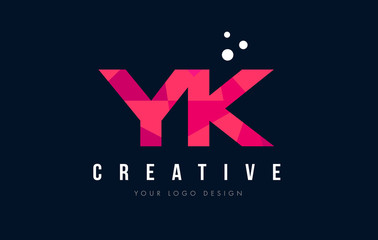 YK Y K Letter Logo with Purple Low Poly Pink Triangles Concept