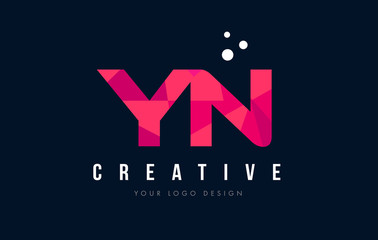 YN Y N Letter Logo with Purple Low Poly Pink Triangles Concept