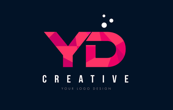 YD Y D Letter Logo with Purple Low Poly Pink Triangles Concept