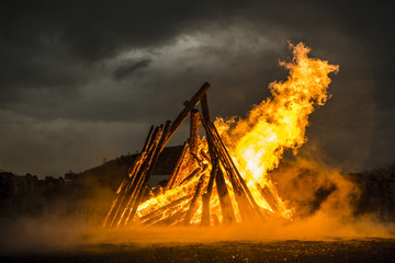 Awesome Easter / Bonfire in North Rhine-Westphalia in Germany. Osterfeuer