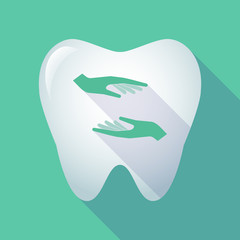 Long shadow tooth with  two hands giving and receiving  or protecting