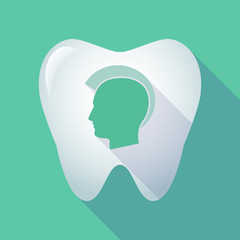 Long shadow tooth with  a male punk head silhouette