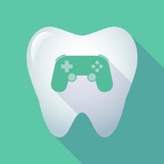 Long shadow tooth with  a game pad