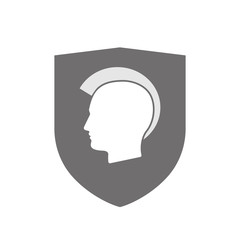 Isolated shield with  a male punk head silhouette