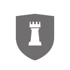 Isolated shield with a  rook   chess figure