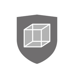 Isolated shield with  a cube sign