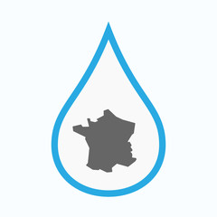 Obraz premium Isolated water drop with the map of France