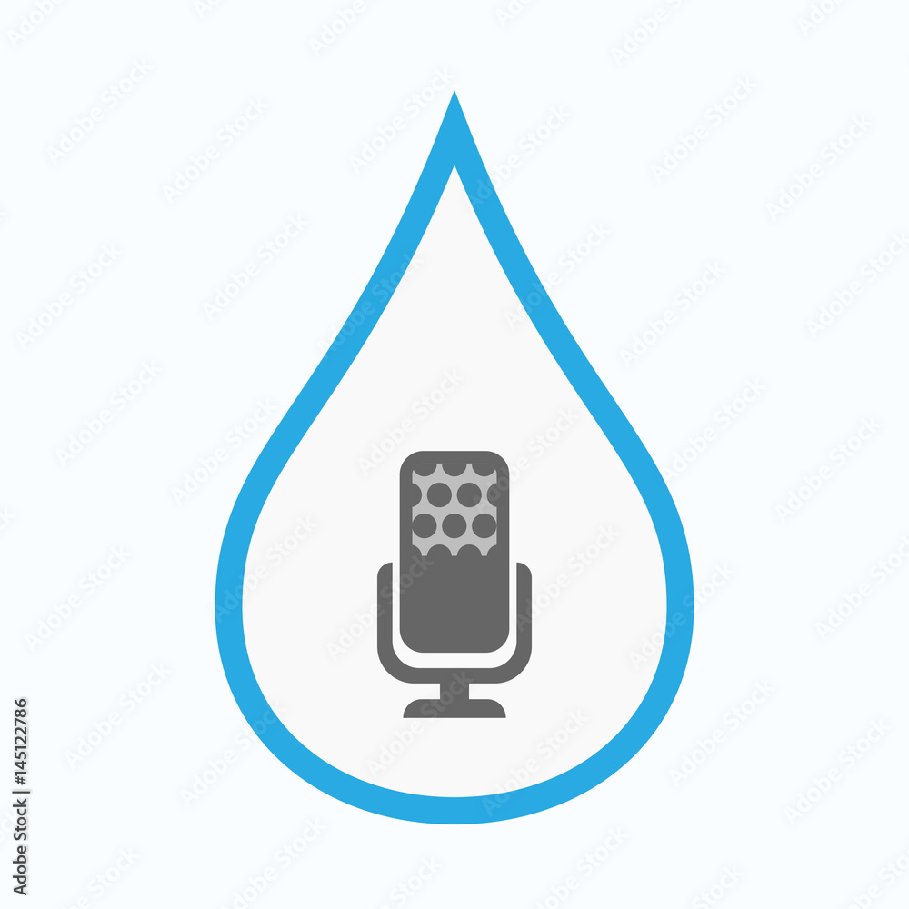 Wall mural isolated water drop with a microphone sign