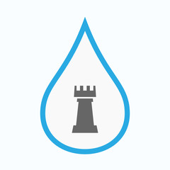 Isolated water drop with a  rook   chess figure