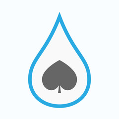 Fototapeta premium Isolated water drop with the spade poker playing card sign