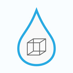 Isolated water drop with  a cube sign