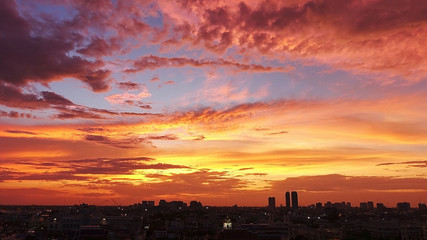 Sunset cloud beautiful sky City Cloud Color Hotel Blue Red Brown Orange Heaven Plan Urban View Vibrant Sea Riverside Sunny Tourism Dawn Sunlight Valley Peace Bright Horizon