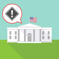The White House with   a warning road sign