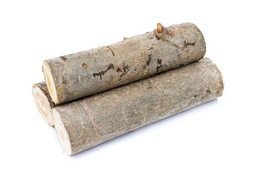 Fototapeta premium logs on white background, studio photo, poplar tree
