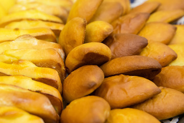 Small pies lie on a plate