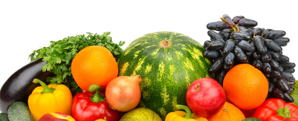 fruits and vegetables isolated on white background