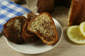 Chocolate pie on a table