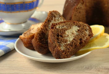Chocolate pie on a table