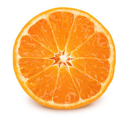 Half of mandarin solated on white background