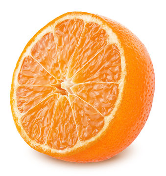 Half of mandarin solated on white background