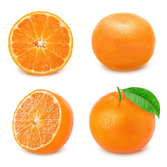 Mandarin set isolated on white background