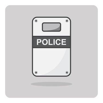 Vector Of Flat Icon, Riot Shield For Police On Isolated Background