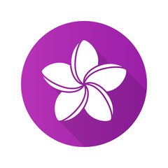 Spa salon plumeria flower. Flat design long shadow icon