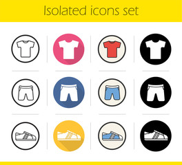 Sport clothes store icons set
