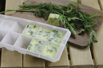 Fresh Herb Cubes in Olive Oil
