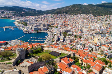 Aerial view the city of Kavala in northern Greek