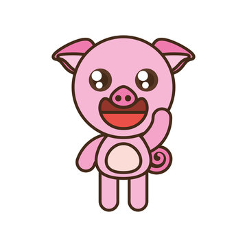 cute pig toy kawaii image vector illustration eps 10