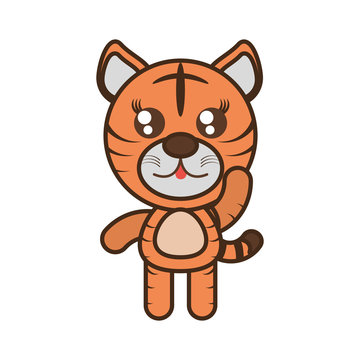 cute tiger toy kawaii image vector illustration eps 10