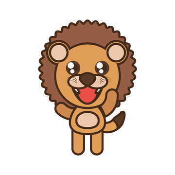cute lion toy kawaii image vector illustration eps 10
