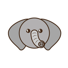 cute elephant face kawaii style vector illustration eps 10
