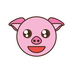 cute pig face kawaii style vector illustration eps 10