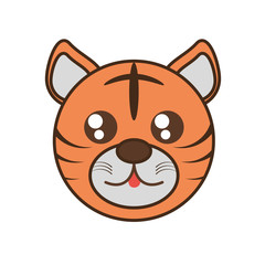cute tiger face kawaii style vector illustration eps 10