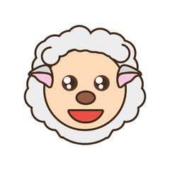 cute sheep face kawaii style vector illustration eps 10