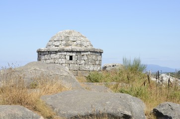 Circular watchtower at Facho Mountain, Galicia, Spain