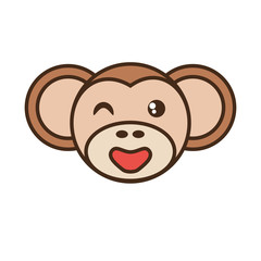 cute monkey face kawaii style vector illustration eps 10