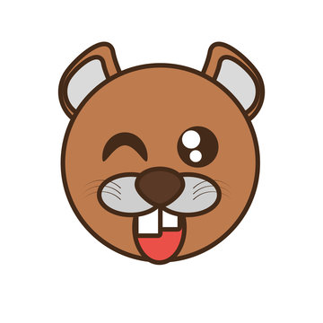 cute beaver face kawaii style vector illustration eps 10